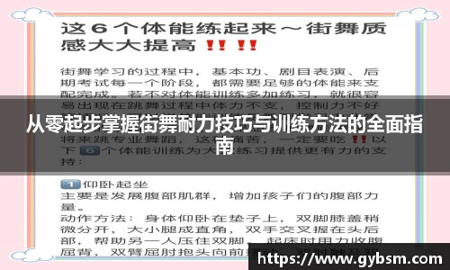 从零起步掌握街舞耐力技巧与训练方法的全面指南