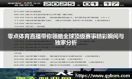 零点体育直播带你领略全球顶级赛事精彩瞬间与独家分析
